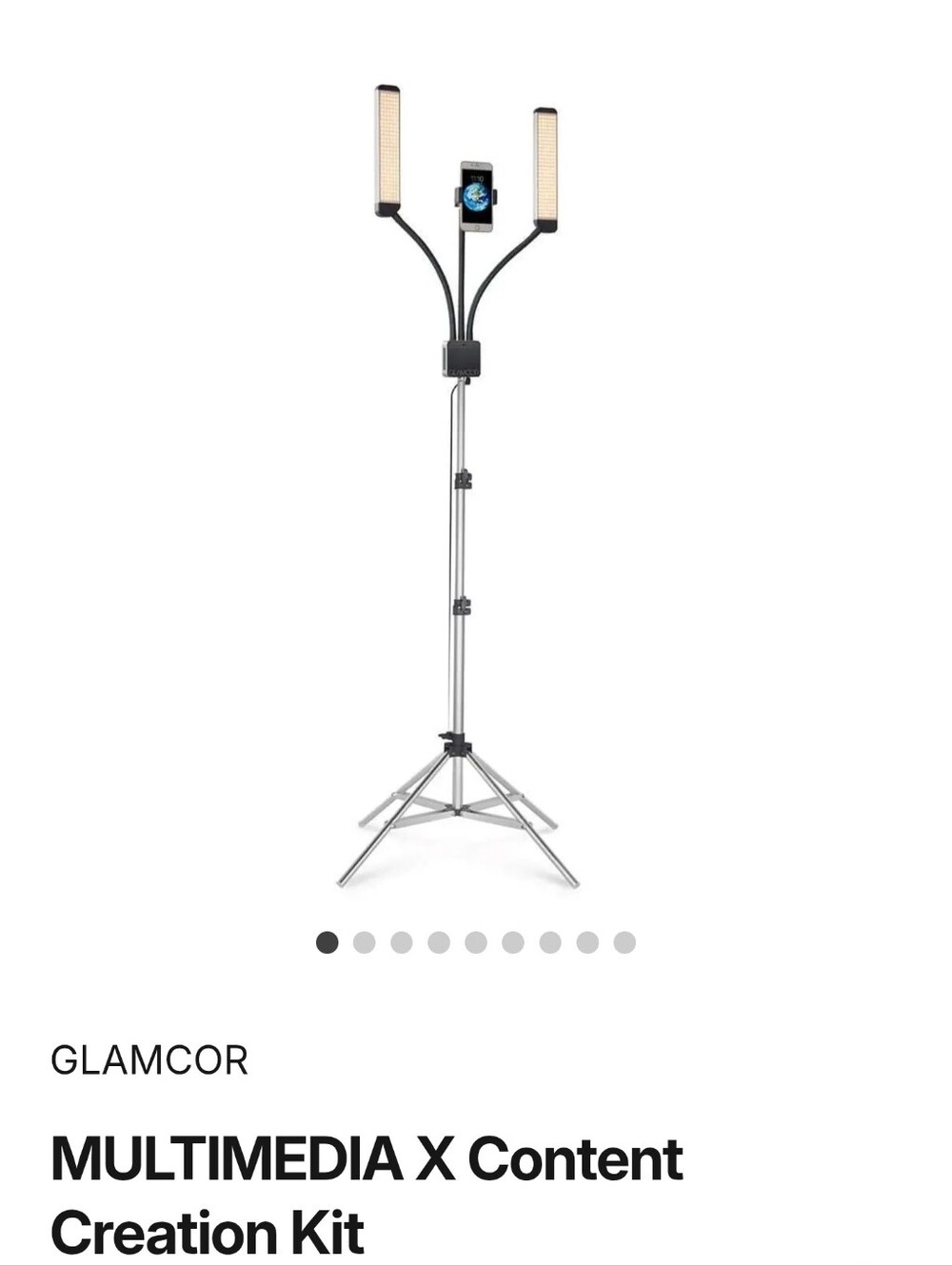 Glamcor Dual-Arm LED Multimedia Extreme  Light with Phone Mount - Gray